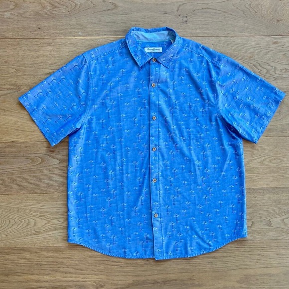 Tommy Bahama Other - Tommy Bahama Shirt Mens XL Blue Island Zone Mojito Bay Palm Row Coolmax Jacquard